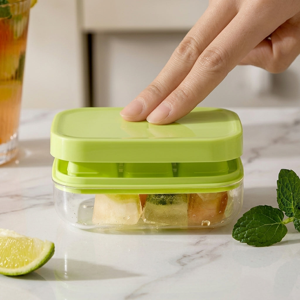 6-Cell Easy Release Press Type Ice Cube Making Tray