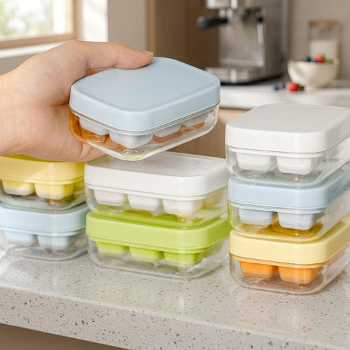 6-Cell Easy Release Press Type Ice Cube Making Tray